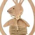 Floristik24 Decoratieve hanger houten paasdecoratie konijn in het ei 9×1,5×23cm 6 stuks