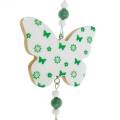 Floristik24 Hangende decoratie hart bloem vlinder wit, groen hout lente decoratie 6st