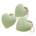 Floristik24 Houten hart deco hanger hart van hout deco groen 12cm 3st