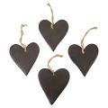 Floristik24 Hangdecoratie leisteen hart decoratieve harten zwart 10,5 cm 4st