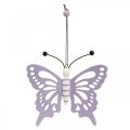 Floristik24 Decoratie hanger vlinders hout paars/wit 12×11cm 4st
