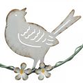 Floristik24 Krans met vogel, metalen decoratie om op te hangen, lente wit/groen Ø14.5cm set van 2