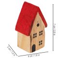 Houten decoratieve huisjesset met rode daken en sparren, 12 cm, 6 stuks | Floristik24.nl