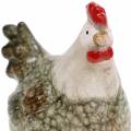 Floristik24 Decoratiefiguren kip en haan grijs, wit, rood 10,2cm x 7cm H12,7cm 2st