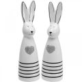 Floristik24 Konijn keramiek zwart en wit, Paashaas decoratie paar konijnen met hart H20.5cm 2st