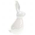 Floristik24 Decoratief konijntje wit parelmoer 15,5cm 2st