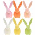 Floristik24 Bunny flocked pastelkleuren H13cm 6st