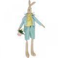 Floristik24 Stof paashaas, konijntje met kleren, paasdecoratie, konijntje jongen H46cm