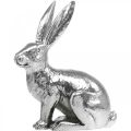 Floristik24 Paashaas zittend zilveren konijntje figuur tafeldecoratie Pasen 16.5cm