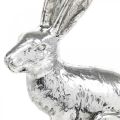Floristik24 Paashaas zittend zilveren konijntje figuur tafeldecoratie Pasen 16.5cm