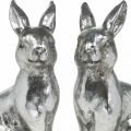 Floristik24 Deco konijn zittend paasdecoratie zilver vintage H17cm 2st