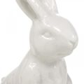 Floristik24 Keramiek konijn zittend witte paashaas paasdecoratie H14.5cm 3st