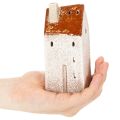 Keramische huisdecoratie met schoorsteen, theelichthuisje, herfst en winter, 13 cm, 2 stuks | Floristik24.nl
