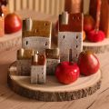 Keramische huisdecoratie met schoorsteen, theelichthuisje, herfst en winter, 13 cm, 2 stuks | Floristik24.nl