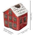 Keramische kaarsenhouder, decoratief huisje met sneeuw voor tafeldecoratie, 7 cm, 2 stuks | Floristik24.nl