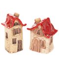 Floristik24 Keramische huisjes decoratieset: kleine huisjes met rood dak, 8 cm, 2 stuks
