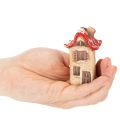 Keramische huisjes decoratieset: kleine huisjes met rood dak, 8 cm, 2 stuks | Floristik24.nl