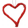 Floristik24 Raffia harten om rood op te hangen 10cm 12st