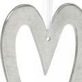 Floristik24 Decoratief hart voor het ophangen van zilveren aluminium bruiloftsdecoratie 22 × 12cm