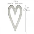 Floristik24 Decoratief hart voor het ophangen van zilveren aluminium bruiloftsdecoratie 22 × 12cm
