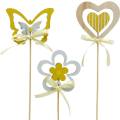 Floristik24 Decoratieve plug vlinder bloem en hart, lentedecoratie, bloemenplug, Valentijnsdag 9st