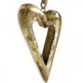 Floristik24 Decoratie hart, mangohout goud effect, houten decoratie om op te hangen 13.5cm × 7cm 4st