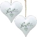 Floristik24 Decoratiehanger hart met vogelmotief, hartdecoratie voor Valentijnsdag, metalen hanger hartvorm 4st