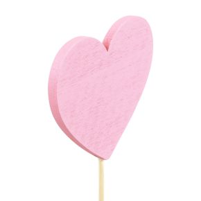 Floristik24 Bloemenplug houten hart decoratieve plug roze 6,5×6cm 10st