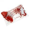 Floristik24 Hart op stokje rood, wit sierhart sierplug Valentijnsdag 16 stuks
