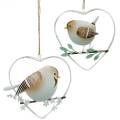 Floristik24 Harthanger met mussen, lentedecoratie, metalen hart, Valentijnsdag, vogelhart 4st