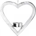 Floristik24 Theelichthouder in het hart, kaarsdecoratie om op te hangen, bruiloft, adventsdecoratie gemaakt van metaal zilver H17.5cm