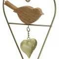 Floristik24 Decoratieve harten om op te hangen metaal met vogelhout 12×18cm 2st