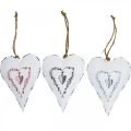 Floristik24 Decoratieve harten om op te hangen metaal wit metaal hart 12×16cm 3st