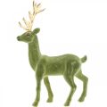 Floristik24 Decoratief hert decoratief figuur decoratief rendier gevlokt groen H37cm
