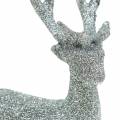 Floristik24 Decoratief figuur hert zilver glitter 9cm x 16cm