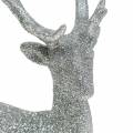 Floristik24 Decoratiefiguur hert zilver glitter 25cm x 12cm