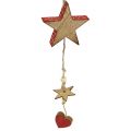 Floristik24 Houten hanger ster en engel naturel / rood 48cm 4st