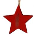 Floristik24 Houten hanger ster, hart, kerstboom rood 6st