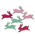 Floristik24 Houten konijn assorti kleuren als strooidecoratie 5cm 24st