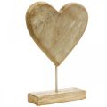 Houten hart hart op een stokje deco hart hout naturel 25,5cm H33cm