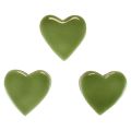 Floristik24 Houten harten decoratieve harten hout lichtgroen glanzend effect 4,5 cm 8st