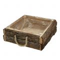 Floristik24 Natuurlijke houten kist met touwhandvatten 25x25cm H9cm