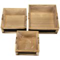 Houten doos met krijtbord en inlegvel, set van 3 maten, 30 cm | Floristik24.nl