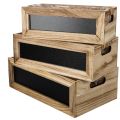 Floristik24 Houten doos met krijtbord om te labelen, set van 3, 36 cm