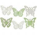 Floristik24 Houten vlinder groen / wit 5cm 36st