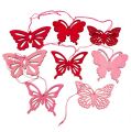 Floristik24 Houten vlinders om op te hangen roze 8cm - 10cm 24st