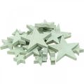 Floristik24 Houten sterren deco hagelslag Christmas Mint 3/5/7cm 29st