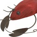 Lobster maritiem decoratief figuur van hout en metaal rood 15x12cm