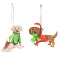 Floristik24 Kerstversiering met hond, decoratieve hangversiering, hond met sjaal en muts, 12 cm, 2 stuks
