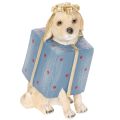 Floristik24 Decoratief beeldje van een zittende puppy in een geschenkdoos, 20 cm